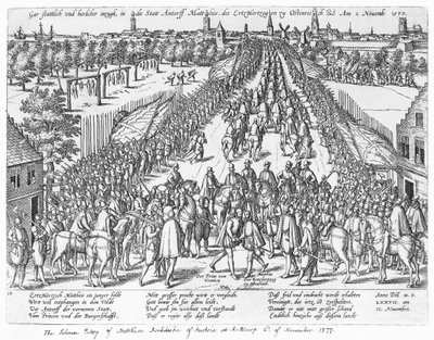 Der feierliche Einzug von Matthias Erzherzog von Österreich in Antwerpen, 2. November 1577 von German School